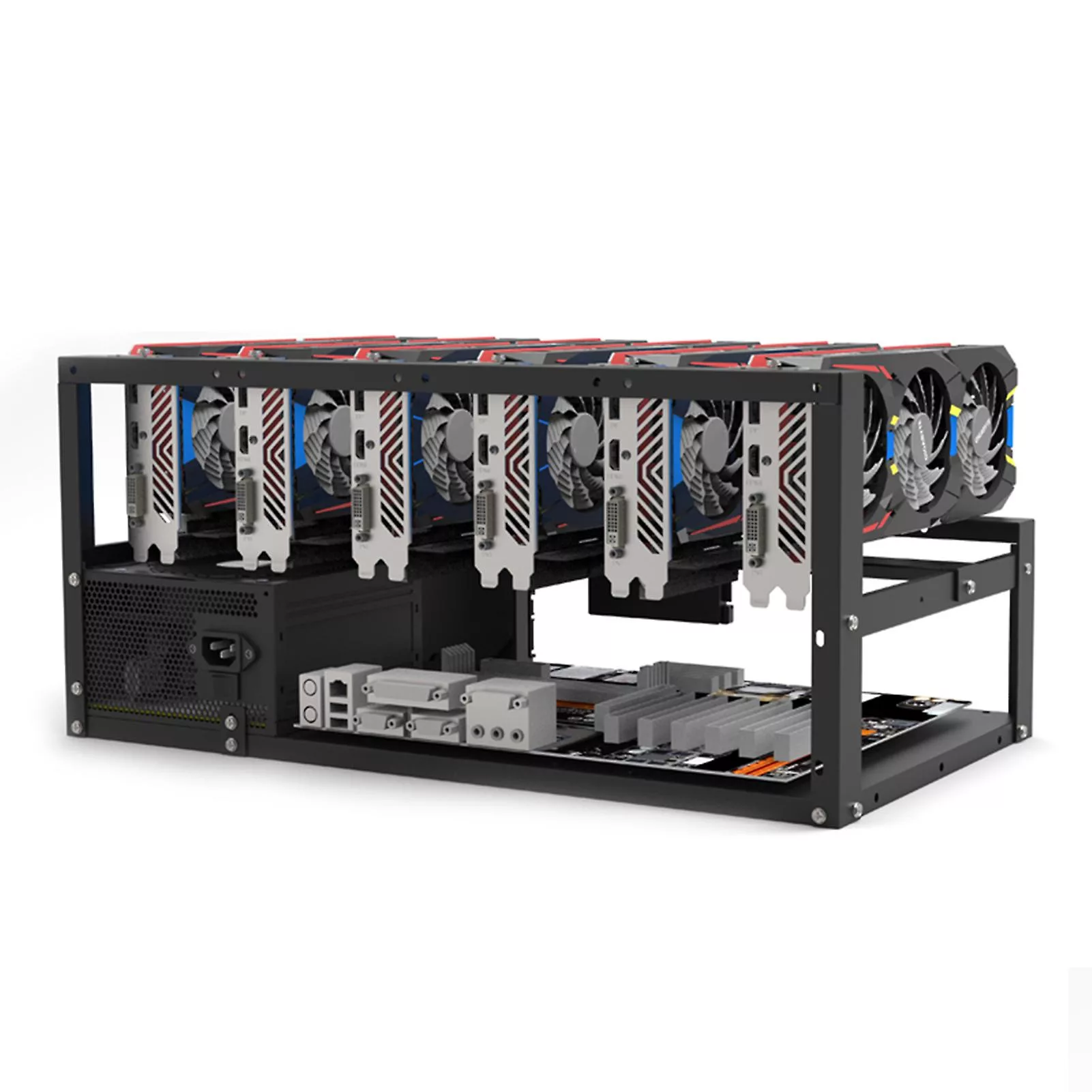 6x-8xGPU prebuilt mining rig without graphic cards | including all other components.